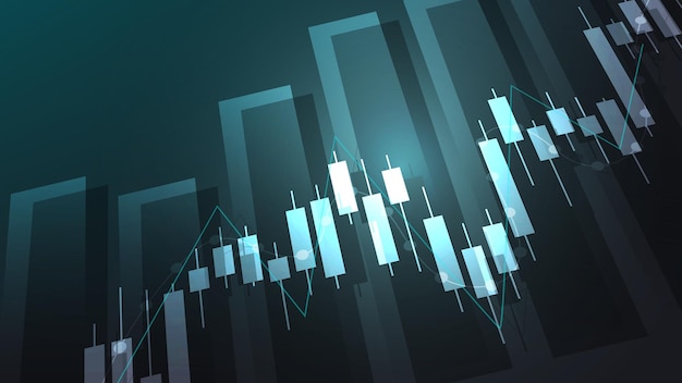 Finanzgeschäftsstatistiken mit balkendiagramm und kerzendiagramm zeigen den börsenkurs