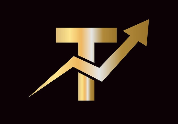 Finanzielles Logo auf dem Buchstaben T mit Wachstumspfeil Symbol Vektor Vorlage