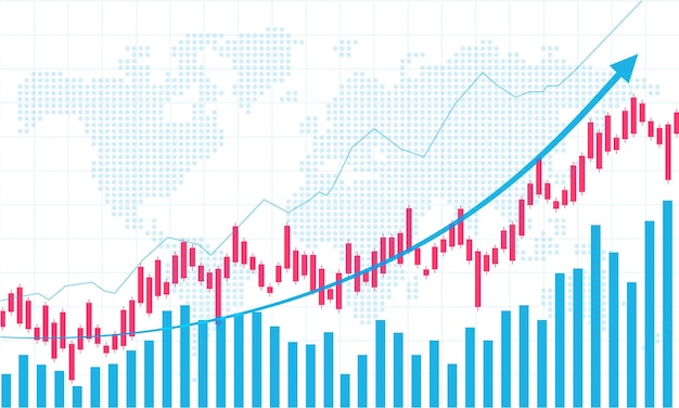 Finanzmarktdiagramm zum handel mit börseninvestitionen, bullish point, bearish point. trend der grafik für geschäftsideen und alle kunstwerke. vektor-illustration.