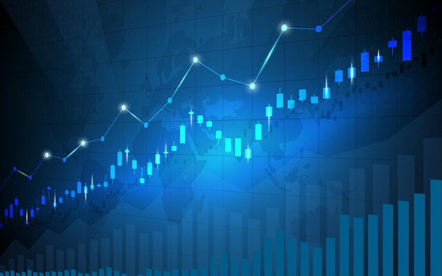 Finanzmarktdiagramm zum handel mit börseninvestitionen, bullish point, bearish point. trend der grafik für geschäftsideen und alle kunstwerke. vektor-illustration.