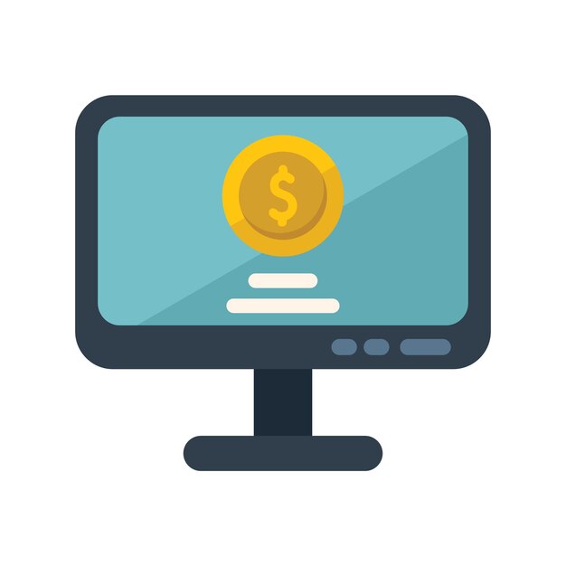 Finanzmonitor-Symbol flacher Vektor Zahlungsdienst Digitales Geld isoliert