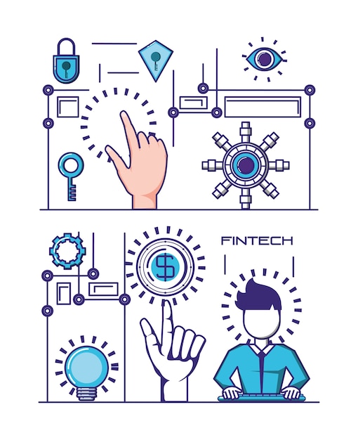 Finanztechnologie stellte ikonenvektor-illustrationsdesign ein