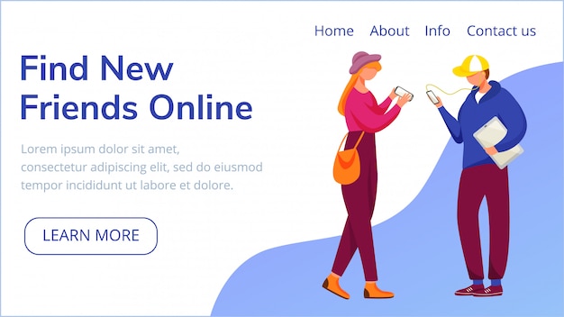 Finden sie neue freunde online-landingpage-vorlage.