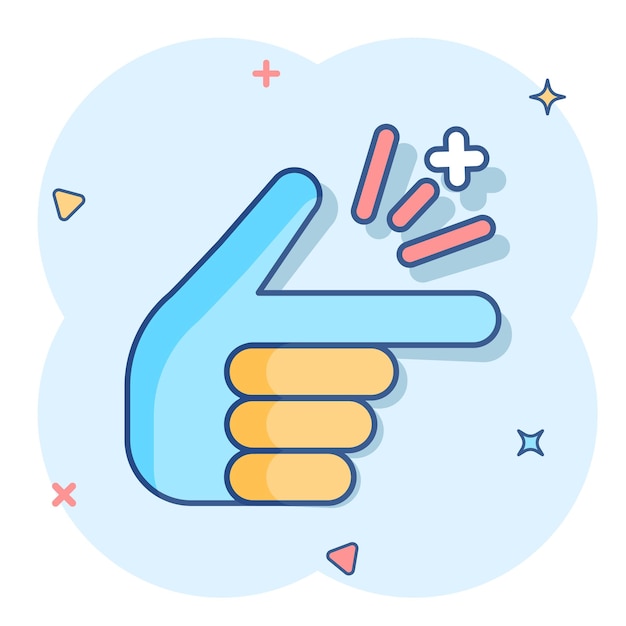 Finger Snap-Symbol im Comic-Stil Finger Ausdruck Vektor Cartoon Illustration Piktogramm Snap Geste Geschäftskonzept Splash-Effekt