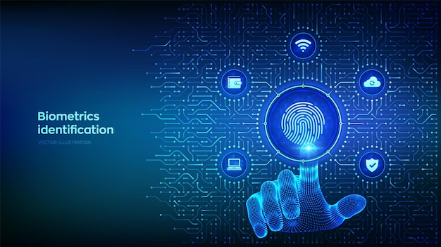 Fingerabdruckscanning biometrische identifizierung schutz personenbezogener daten cybersicherheits-schaltplatte