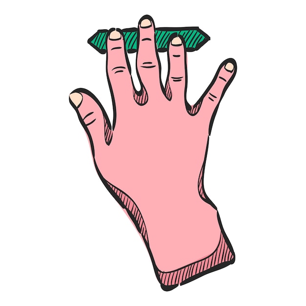 Vektor fingergesten-symbol in handgezeichneter farbvektorillustration