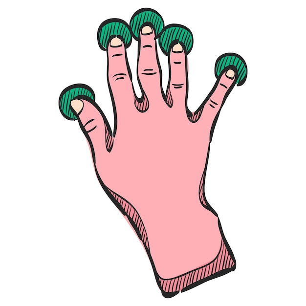 Vektor fingergesten-symbol in handgezeichneter farbvektorillustration