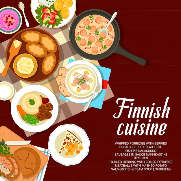 Vektor finnische küche restaurant menü seite vektor cover