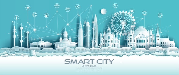 Finnland smart city im papierschnitt-stil