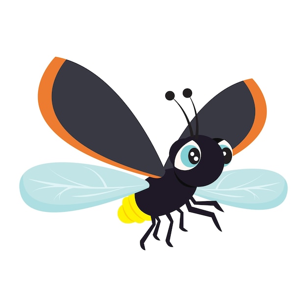 Firefly Lightning Bug Glow Worm isolierte Vektorillustrationsgrafik