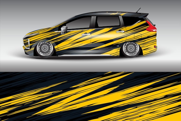 Vektor firmenbranding auto-aufkleber-wrap-design-vektorgrafik abstrakter streifen-rennhintergrund