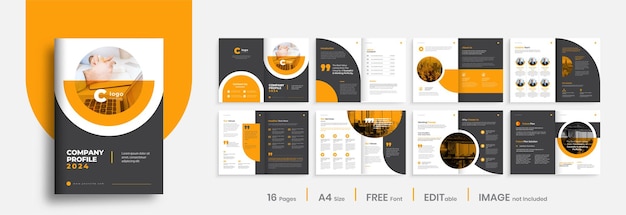 Firmenprofil broschüre vorlage layout-design, orange farbe form minimalistischen business-broschüre vorlage design