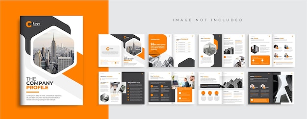 Vektor firmenprofil-broschüren-vorlagen-design corporate-business-broschüren-layout 16-seitige broschüre