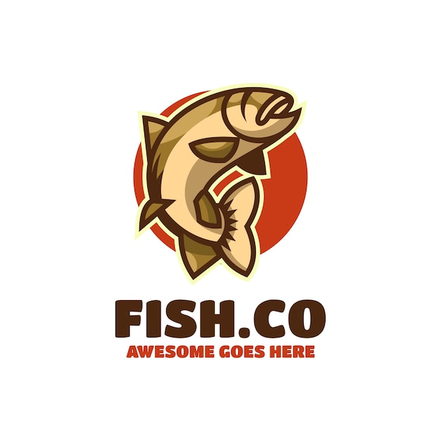 Fisch-Co-Logo-Design-Maskottchen-Illustration