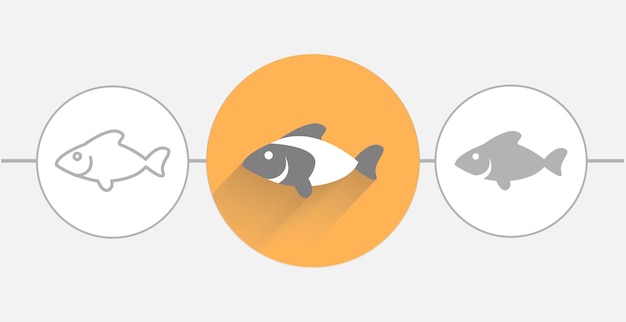 Fisch isoliert flache abbildung symbol für die fischlinie