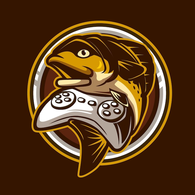 Fisch-joystick-maskottchen-logo-gaming-illustration