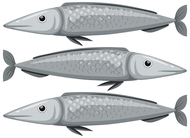 Vektor fisch meeresfrüchte isoliert auf weißem hintergrund