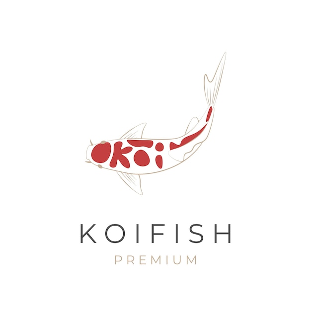 Vektor fisch-vektor-illustration-logo mit koi-schriftzug