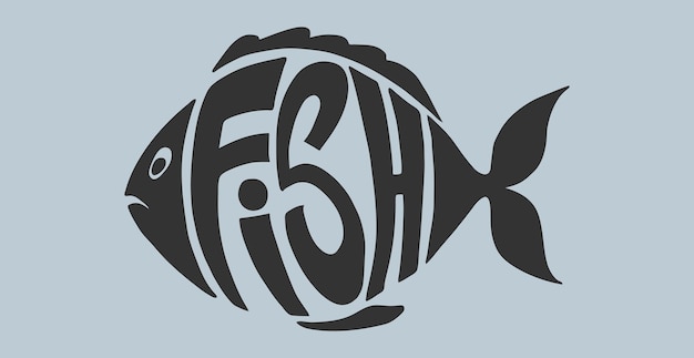 FISCH-Wortlogo, stilisiert als Fischprodukte - Vektor