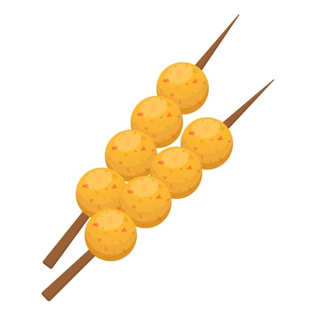 Fischbällchen am Spieß Street Asian Food Vector Illustration