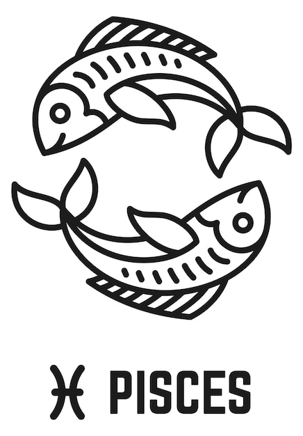 Vektor fische unterzeichnen astrologie-symbol schwarzes liniensymbol