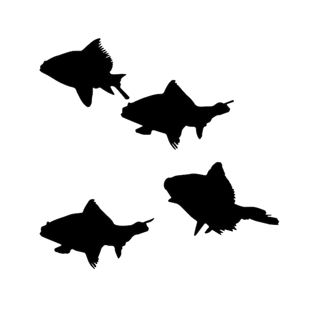 Fischen sie schwarze und weiße silhouetten von meerestieren