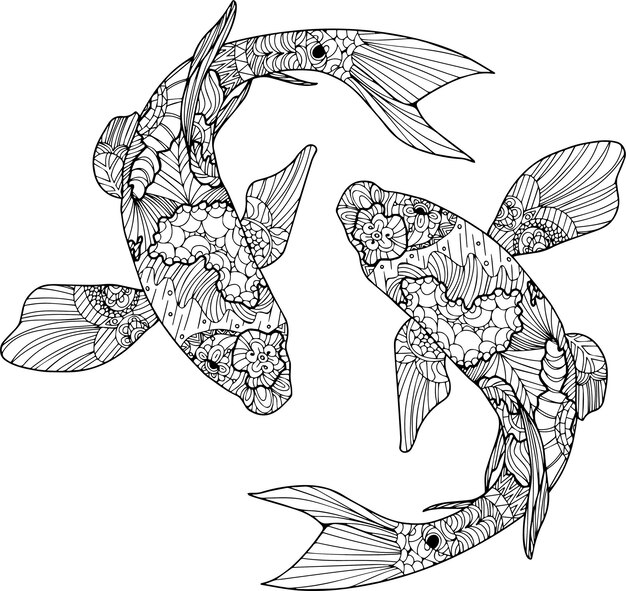 Fischfärbung Produktdruck Laserschneiden Papierschneiden und so weiter Vektorstrichzeichnung