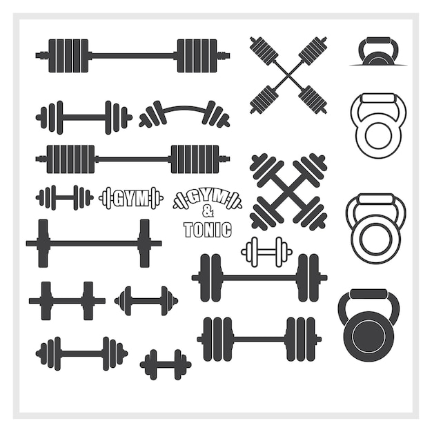 Fitness-Ausrüstung Set Vektor Clipart Silhouette Bundle