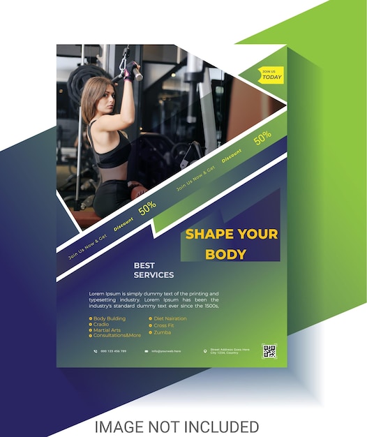 Fitness-banner-broschürenvorlage und kreativer design-fitnessstudio-flayer