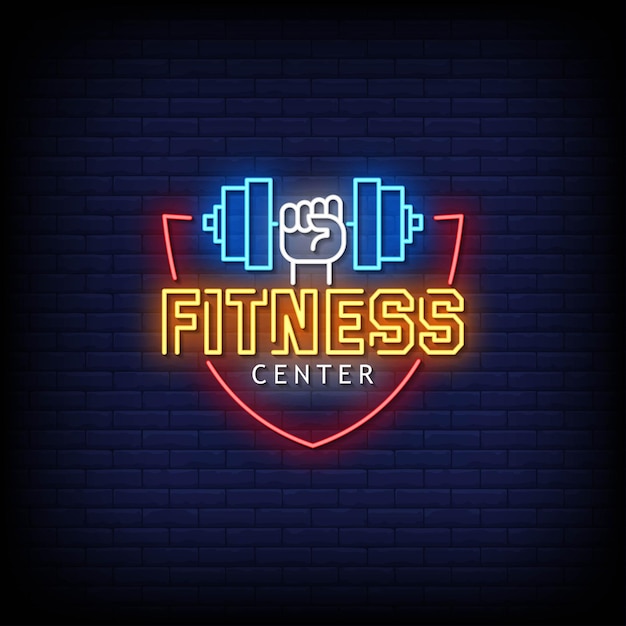 Fitness center neon signs style text