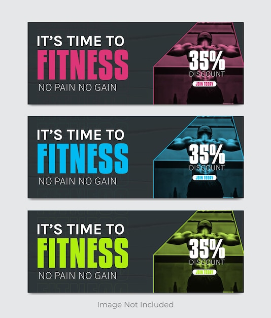 Vektor fitness-facebook-cover-design mit mehreren farbvarianten