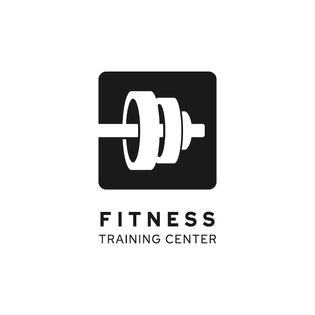 Fitness fitnessstudio langhantel hantel logo design icon vektor