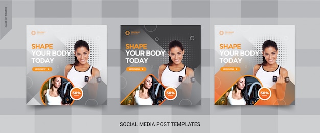 Fitness, fitnessstudio social media post design