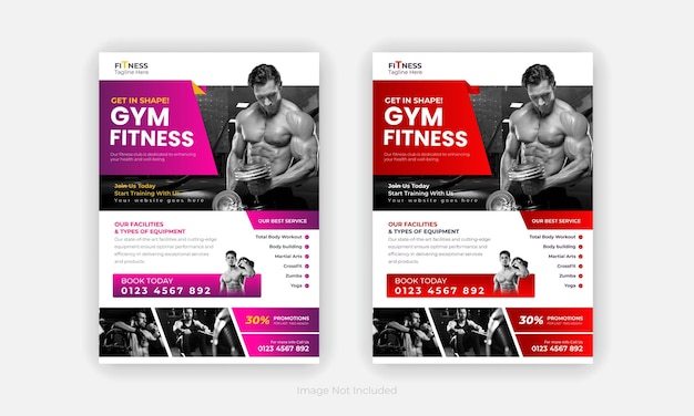 Vektor fitness flyer und poster vorlage oder fitness workout flyer design professional fitness broschüre