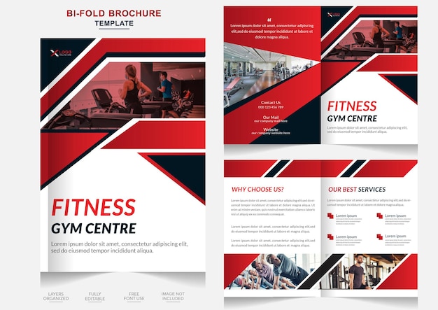 Fitness gym club moderne bifold broschüre design editierbare vorlage