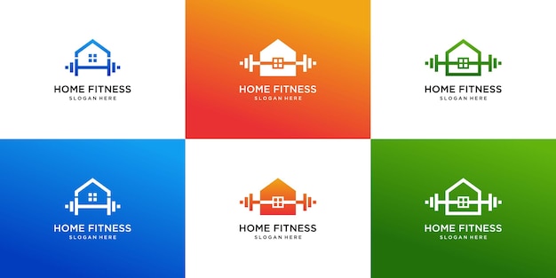 Fitness-home-logo-kollektion mit farbverlaufsdesign