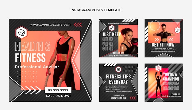 Fitness-instagram-beitrag im flachen design