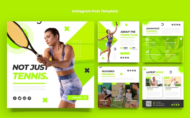 Vektor fitness-instagram-beitrag im flachen design