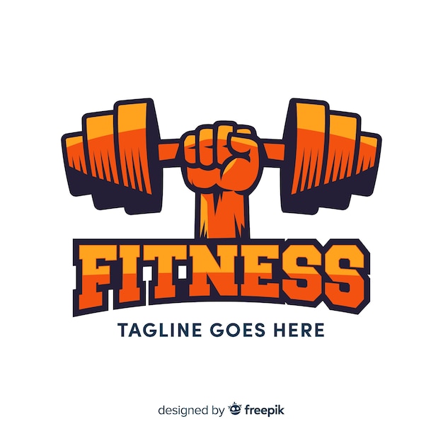 Fitness logo vorlage flachen stil