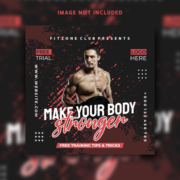 Fitness Social Media Post Instagram Banner Vorlagendesign