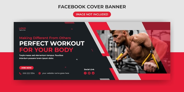 Vektor fitness-studio-facebook-cover oder instagram-webbanner-social-media-post