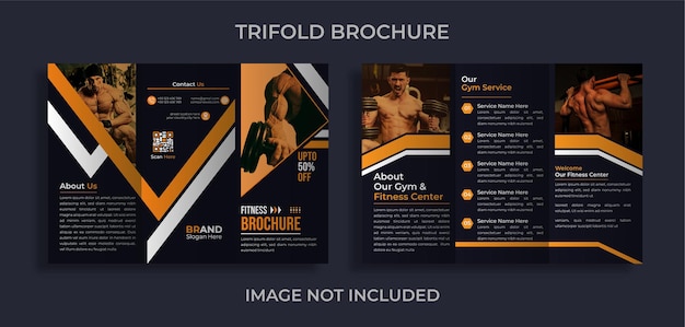 Fitness-studio fitness 6-seitige trifold-broschüren-design-vorlage