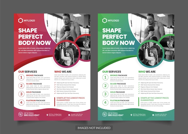 Fitness-studio flyer designvorlage