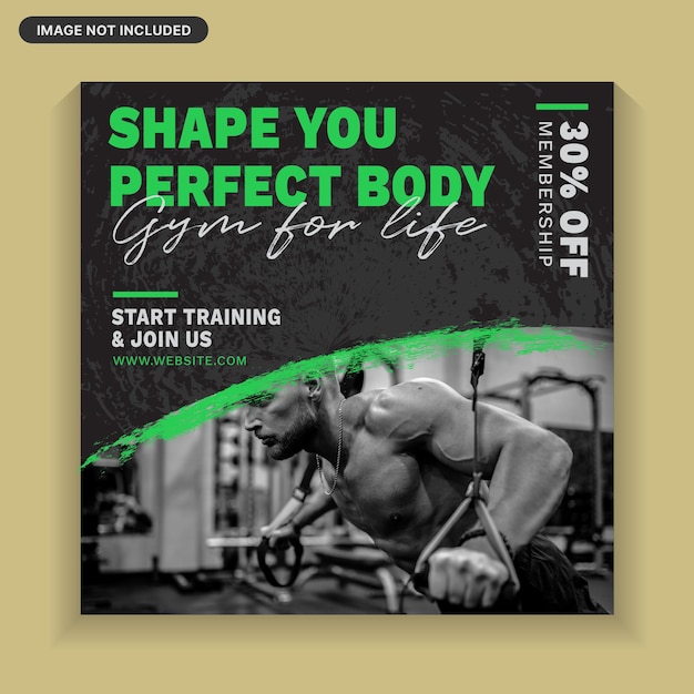 Fitness-studio-training social-media-beitrag, instagram-beitrag, fitnessstudio-flyer