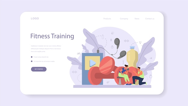 Vektor fitness trainer web banner oder landing page