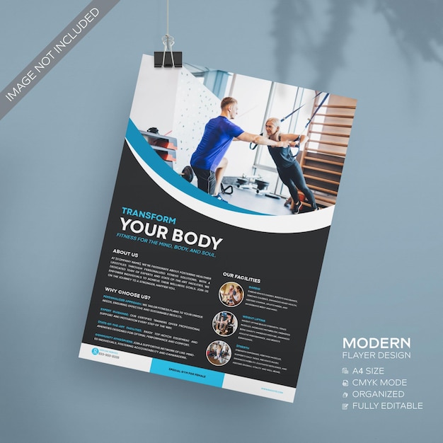 Fitness Transformation Flyer Vorlage Persönliches Training und Wellness Promotion Design