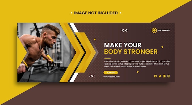 Fitness und Fitness-Facebook-Cover-Vorlage Design Premium-Vektor