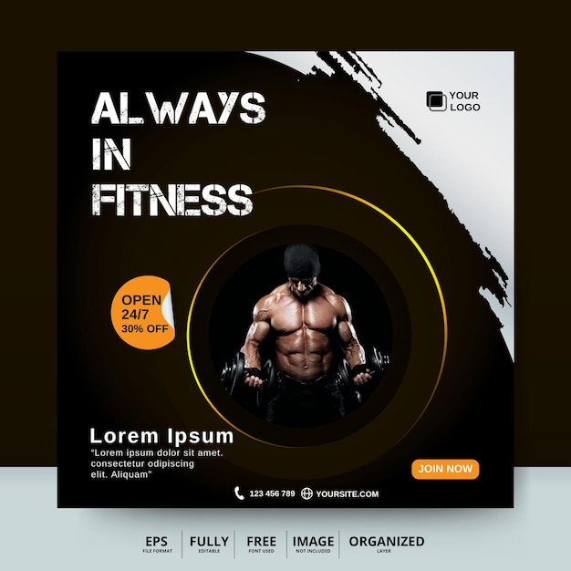 Fitness- und fitness-social-media-post-banner-design