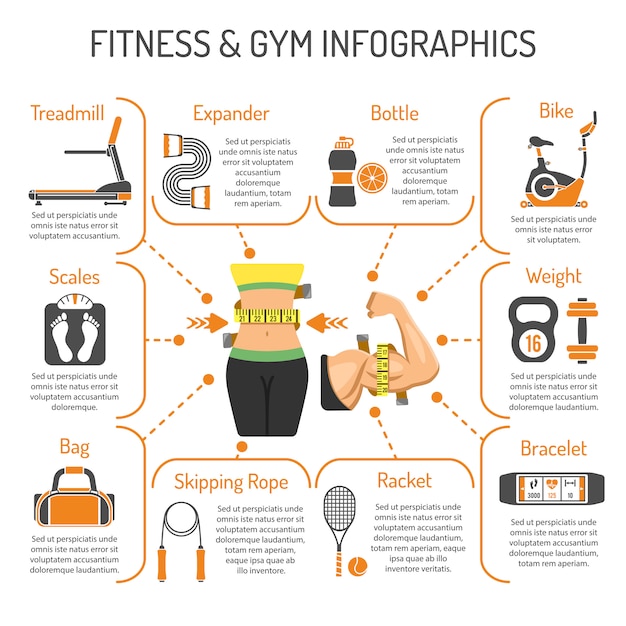 Vektor fitness und fitnessstudio infografiken