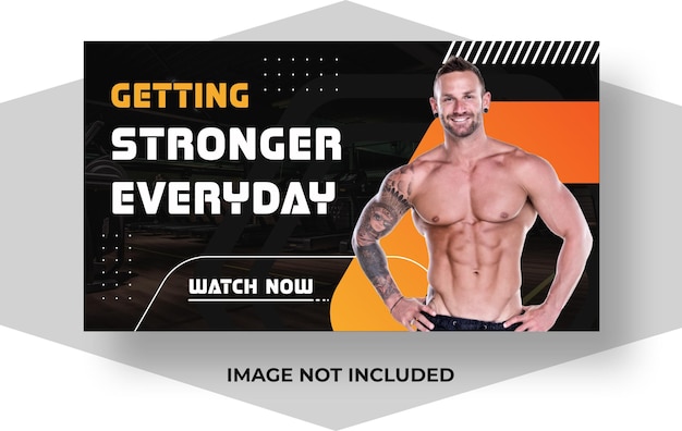 Vektor fitness und training youtube-thumbnail oder webbanner